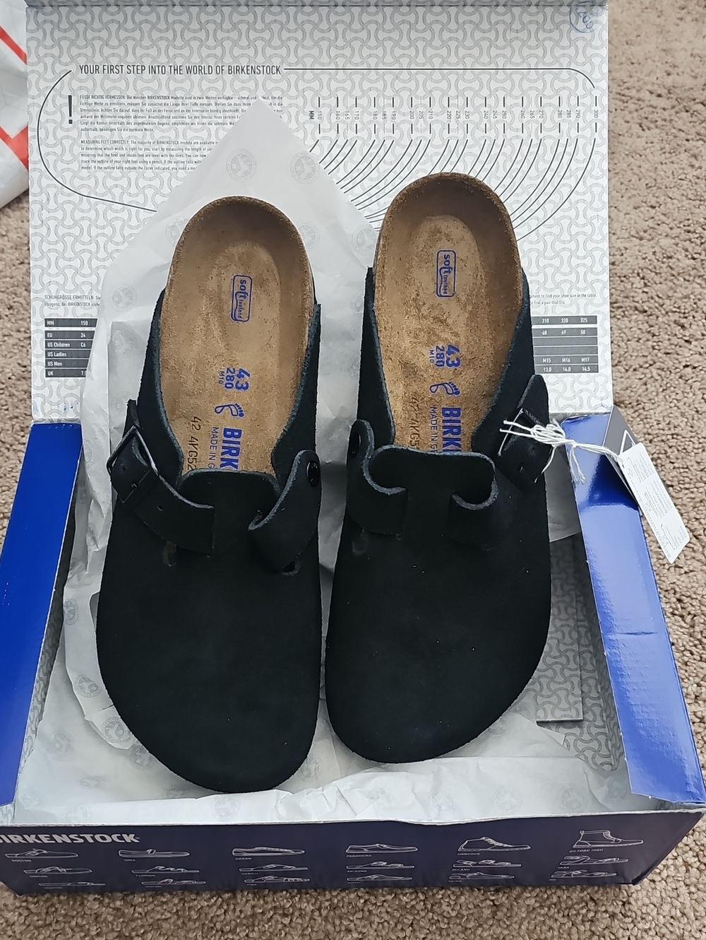 Birkenstock Black Suede Boston Clogs for Men